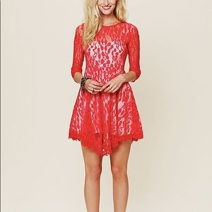 Free People floral mesh lace dress